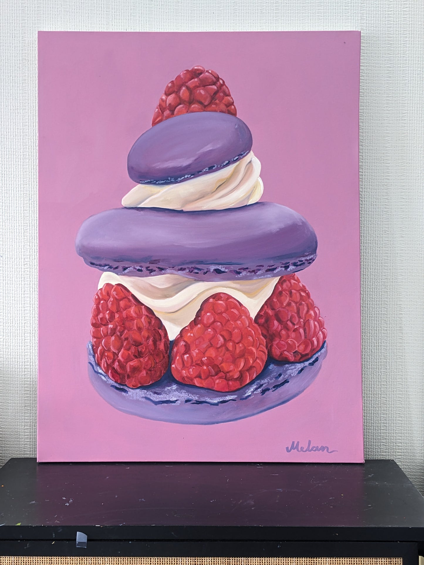 Raspberry Macaron--Original Canvas