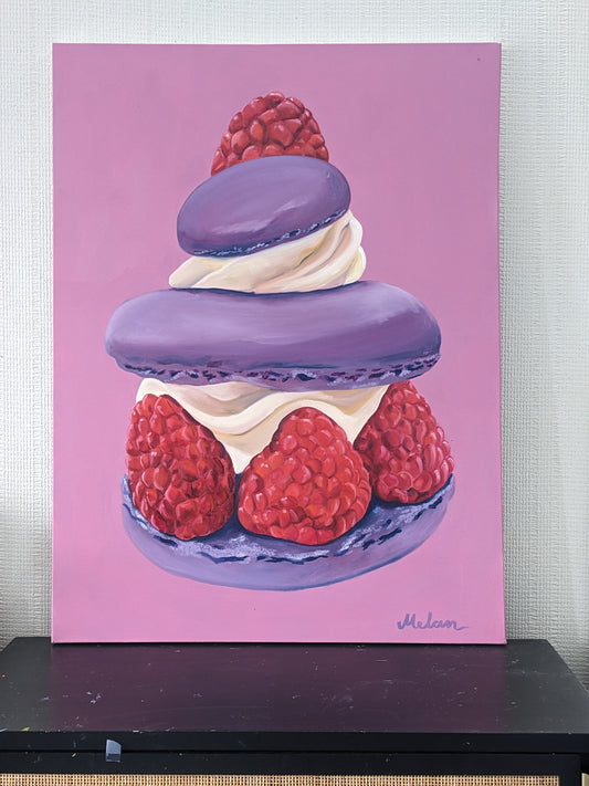 Raspberry Macaron--Original Canvas